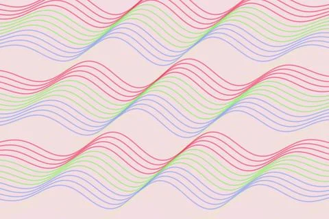 Colorful wavy lines pattern on soft pink background Stock Photos
