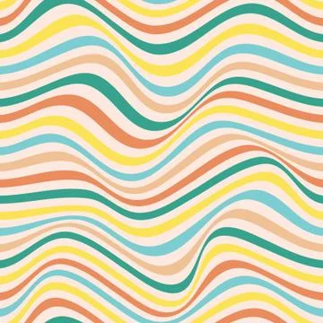 Colorful wavy lines repeat seamless pattern. Stock Illustration