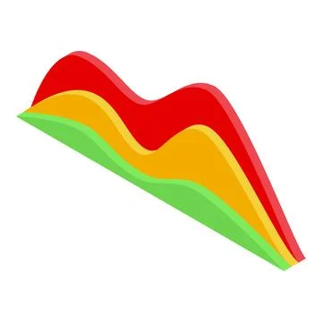 Colorful wavy lines representing data trends in isometric view Stock Illustration