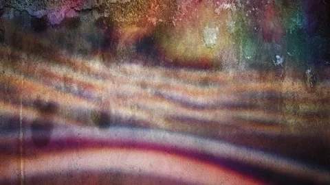 Colorful wavy pattern created by light diffraction on a textured surface, ideal Stock Footage 347884687