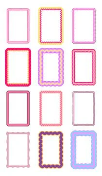 Colorful Wavy Rectangle Frame Collection Vector Illustration Decorative Sca.. Stock Illustration