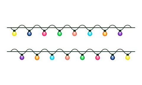 Colorful Wavy String Lights Border Clipart for Festive Decorations Stock-Illustration