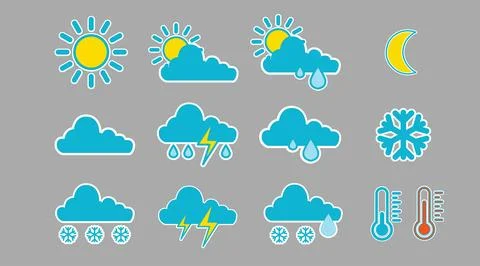 Colorful weather vector icon set Stockillustratie