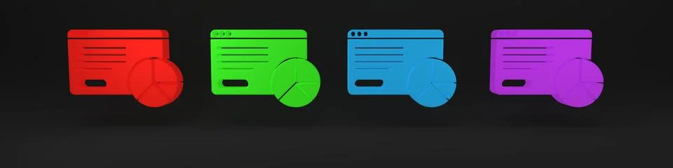 Colorful Web analytics information and development website statistic icon i.. Illustrazione stock