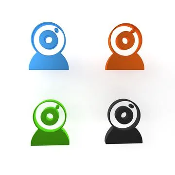 Colorful Web camera icon isolated on white background. Chat camera. Webcam .. Illustrazione stock