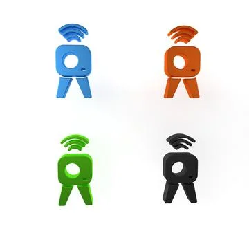 Colorful Web camera icon isolated on white background. Chat camera. Webcam .. Illustrazione stock