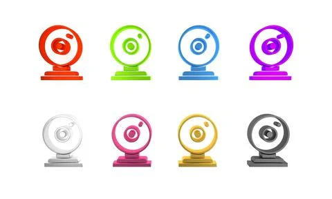 Colorful Web camera icon isolated on white background. Chat camera. Webcam .. Stock Illustration