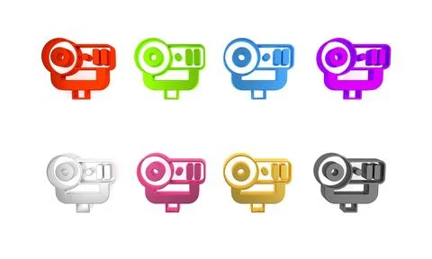 Colorful Web camera icon isolated on white background. Chat camera. Webcam .. Illustrazione stock