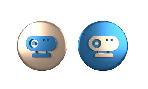 Colorful Web camera icon isolated on white background. Chat camera. Webcam .. Illustrazione stock