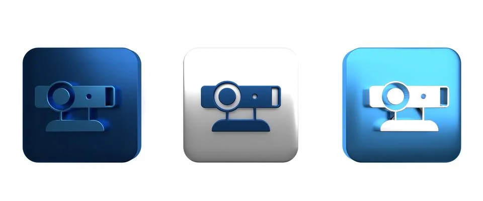 Colorful Web camera icon isolated on white background. Chat camera. Webcam .. Illustrazione stock