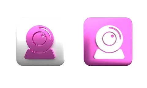 Colorful Web camera icon isolated on white background. Chat camera. Webcam .. 库存插图