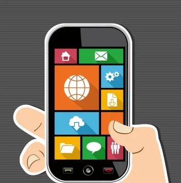Colorful web mobile ui apps user interface flat icons. Stock Illustration