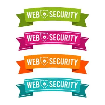 Colorful Web security ribbons. Eps10 Vector. Stock Illustration
