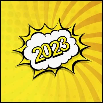 Colorful Web Template Comic Zoom New Year 2023 - Vector Illustrazione stock