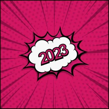 Colorful Web Template Comic Zoom New Year 2023 - Vector Stock Illustration