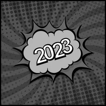 Colorful Web Template Comic Zoom New Year 2023 - Vector Illustrazione stock