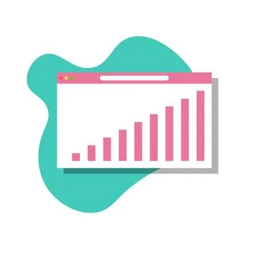 Colorful website vector icon with graph, data analysis chart or analytics audit Stock Illustration