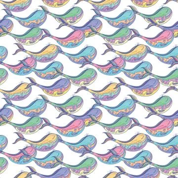 Colorful whale pattern Stock Illustration