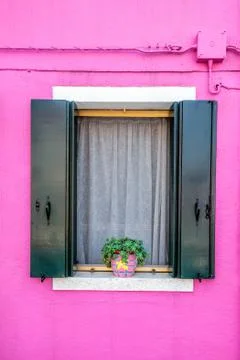 Colorful window of Burano Stock Photos