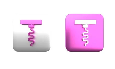 Colorful Wine corkscrew icon isolated on white background. Square button. 3.. Photos