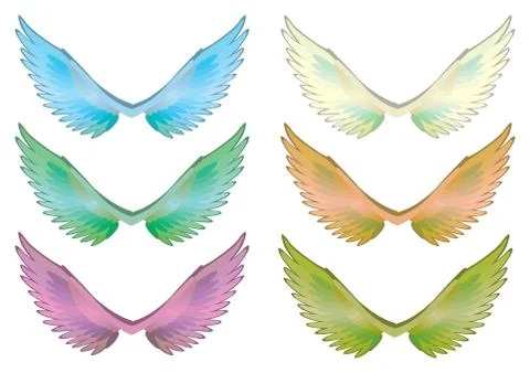 Colorful Wings Set Vector Illustrazione stock