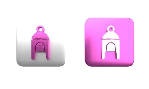Colorful Winter hat icon isolated on white background. Square button. 3D re.. Stock Photos