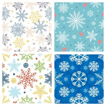 Colorful Winter Snowflake Pattern Set Stock Illustration