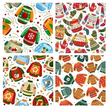Colorful Winter Sweater Pattern Set Stock Illustration