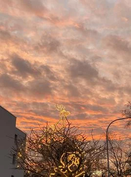 Colorful wintry sunset Stock Photos