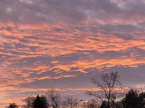 Colorful wintry sunset Stock Photos