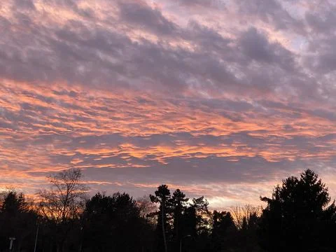 Colorful wintry sunset Stock Photos