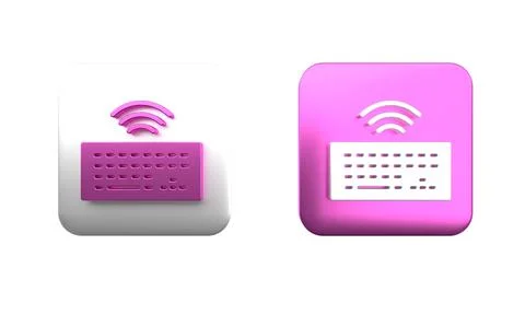 Colorful Wireless computer keyboard icon isolated on white background. PC c.. Stock Photos