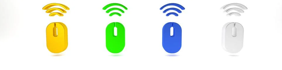 Colorful Wireless computer mouse system icon isolated on white background. .. Stock Photos
