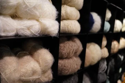 Colorful wool selection on display Stock Photos