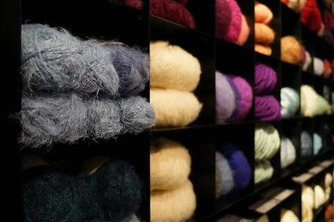 Colorful wool selection on display Stock Photos