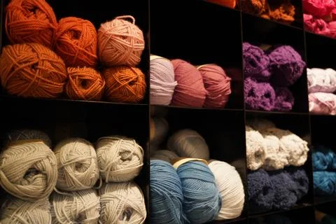Colorful wool selection on display Stock Photos