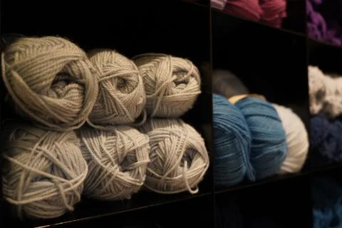 Colorful wool selection on display Stock Photos