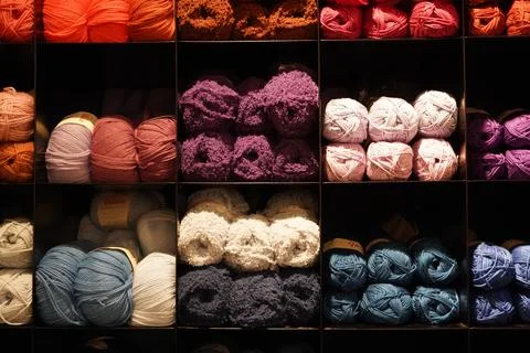 Colorful wool selection on display Stock Photos