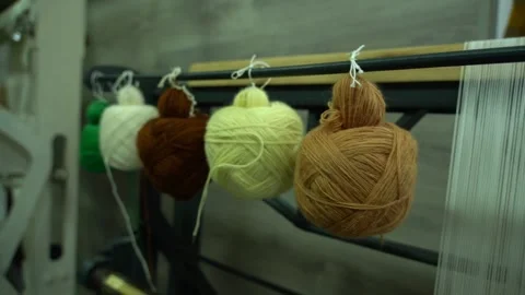 Colorful wool threads used in weaving Stock Footage 295224679