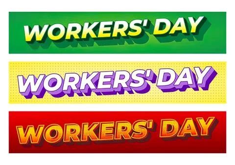 Colorful workers' day banners with bold text and background Stock Illustration