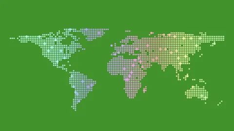 Colorful world map abstract grid of dots representing locations Stock Footage 289200755