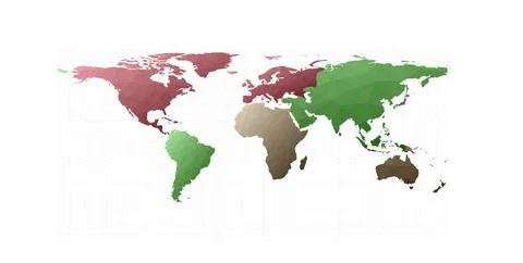 Colorful world map. Equirectangular projection. Adorable vector illustration. 库存插图