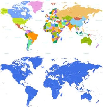 Colorful World map Stock Illustration