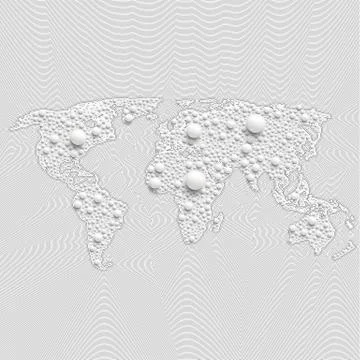 Colorful world map made by balls and lines, vector illustration Stock Illustration