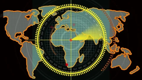 Colorful World Map Radar Display with Ta... | Stock Video | Pond5