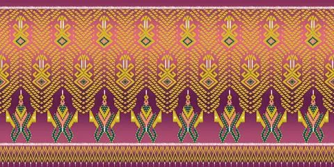 Colorful woven fabric with geometric patterns and vibrant colors Stock Illustration