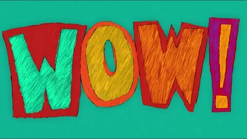 Colorful "wow!" animated sequence in seamless loop Stock Footage 316123424