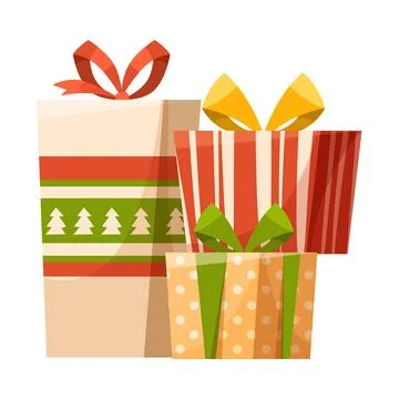 Colorful Wrapped Gift Boxes with Bow Vector Illustration Stock Illustration