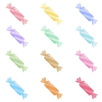 Colorful Wrapped Hard Candy Vector Illustration Set Stock-Illustration
