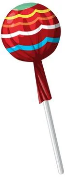 Colorful Wrapped Lollipop Candy Vector Illustration on White Background Stock Illustration